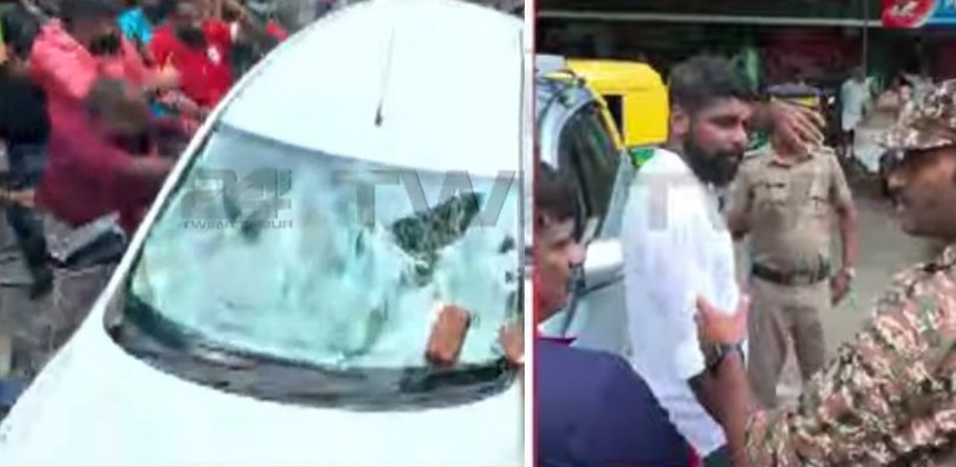 സിപിഐഎം പ്രവർത്തകർ ആക്രമിച്ച കാറിന്റെ ഡ്രൈവർക്ക് പരുക്ക്; ജനറൽ ആശുപത്രിയിലേക്ക് മാറ്റി