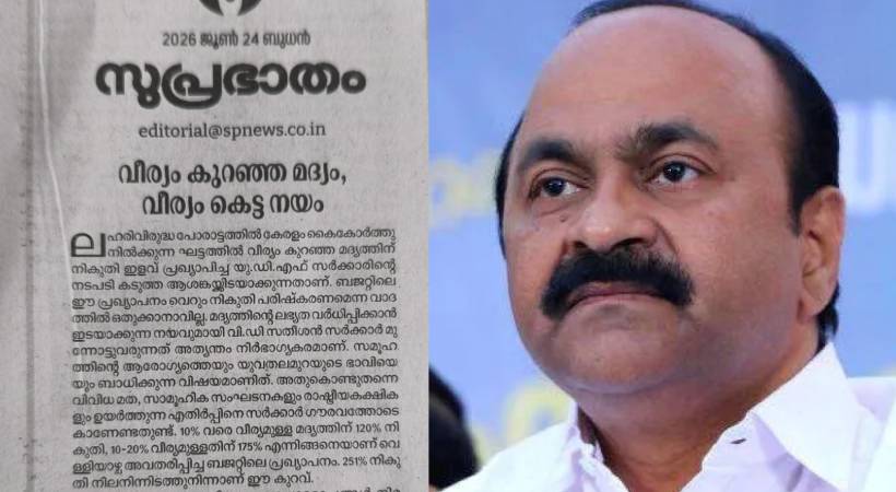‘വീര്യം കുറഞ്ഞ മദ്യം വീര്യം കെട്ട നയം: സർക്കാരിന്റെ നടപടി കടുത്ത ആശങ്കയ്ക്കിടയാക്കുന്നത്’; വിമർശിച്ച് സമസ്ത മുഖപത്രം