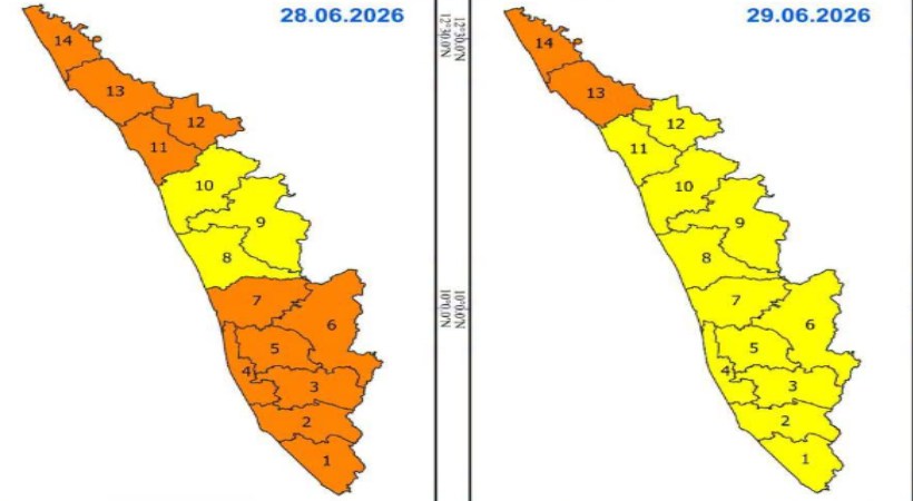 സംസ്ഥാനത്ത് മഴ കനക്കുന്നു; 11 ജില്ലകളില്‍ ഓറഞ്ച് അലര്‍ട്ട്; മൂന്ന് ജില്ലകളില്‍ യെല്ലോ അലര്‍ട്ട്