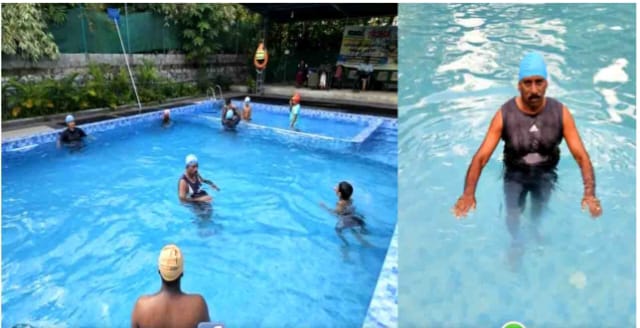 നീന്തൽ പരിശീലനത്തിൽ മാതൃകമായി ഡീവൻസ് മാഷ്