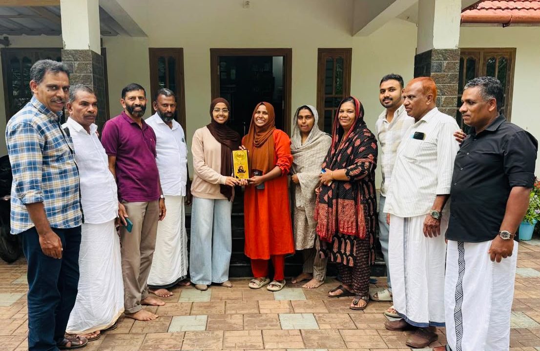 നീറ്റ് പരീക്ഷയിൽ മികച്ച റാങ്ക് കരസ്ഥമാക്കിയ ഷാദിയ ഫാത്തിമ പി.കെയെ അനുമോദിച്ചു