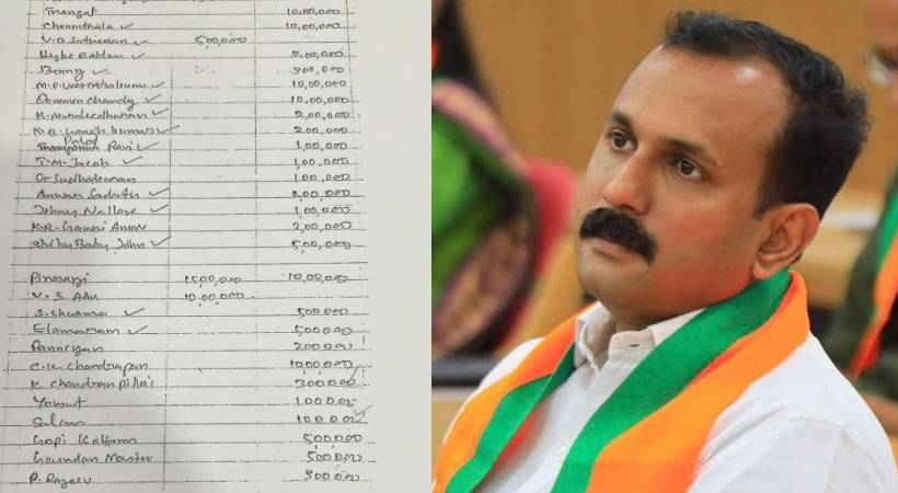 ശശിധരൻ കർത്തയുടെ ഡയറിയിലെ പേരുവിവരങ്ങൾ പുറത്തുവിട്ട് ഷോൺ ജോർജ്; ഡയറിയിൽ LDF,UDF നേതാക്കളുടെ പേരുകൾ